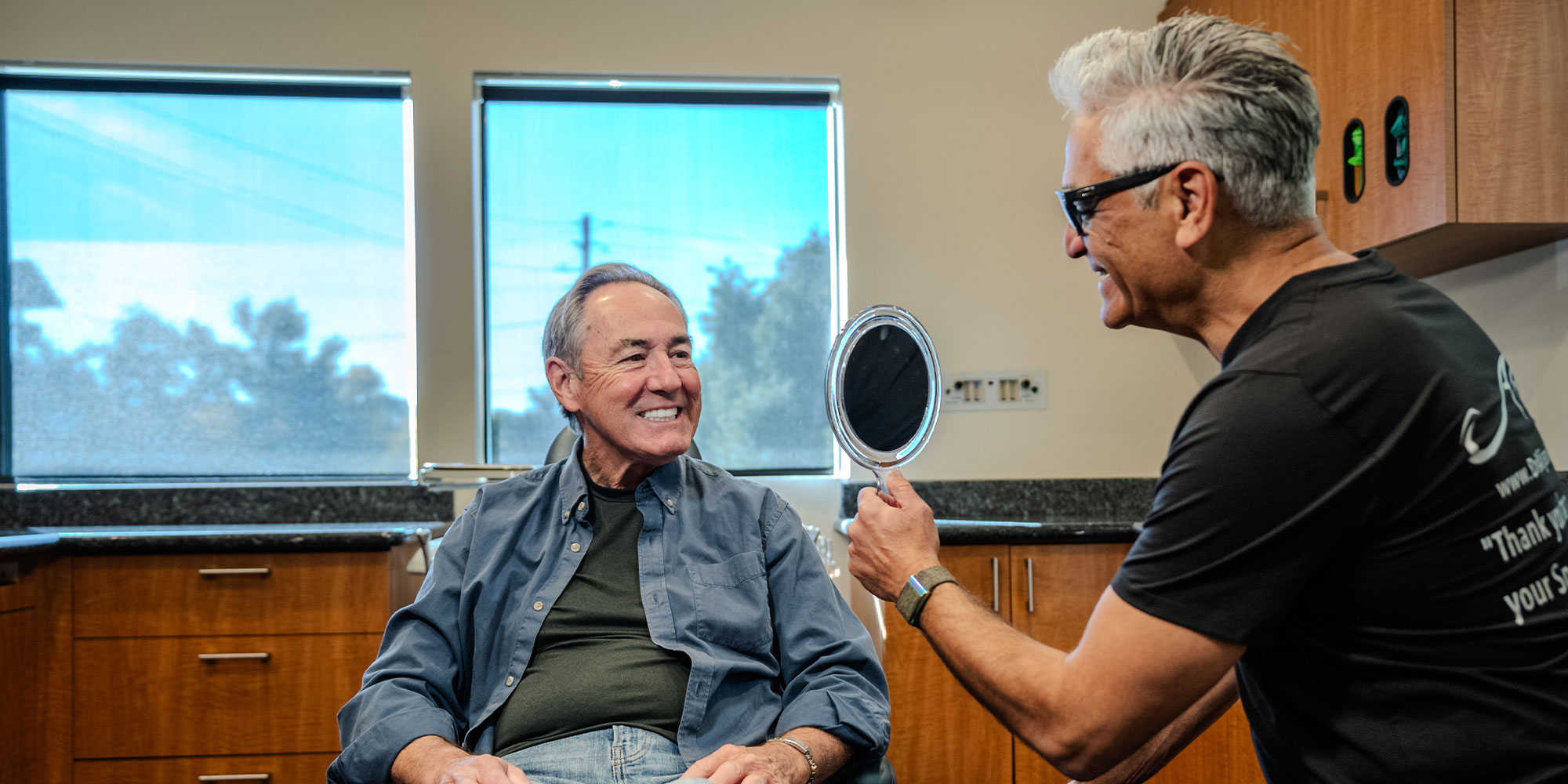 dr alijanian with tony during dental implant reveal