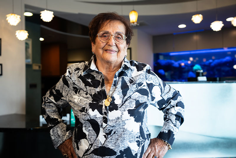 lina showing new smile with dental implants